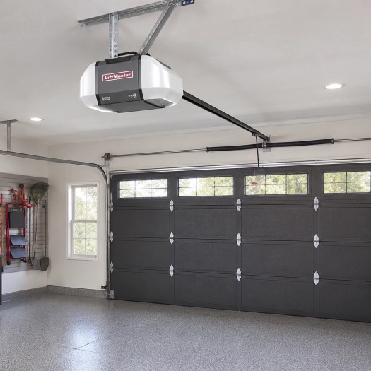 LiftMaster garage door opener installed in a residential garage